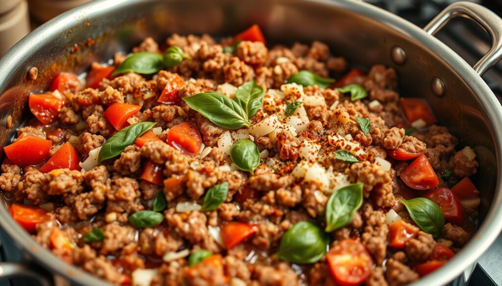 Ground Beef Ziti Meat Sauce Preparation