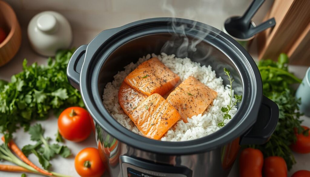 cook salmon in rice cooker