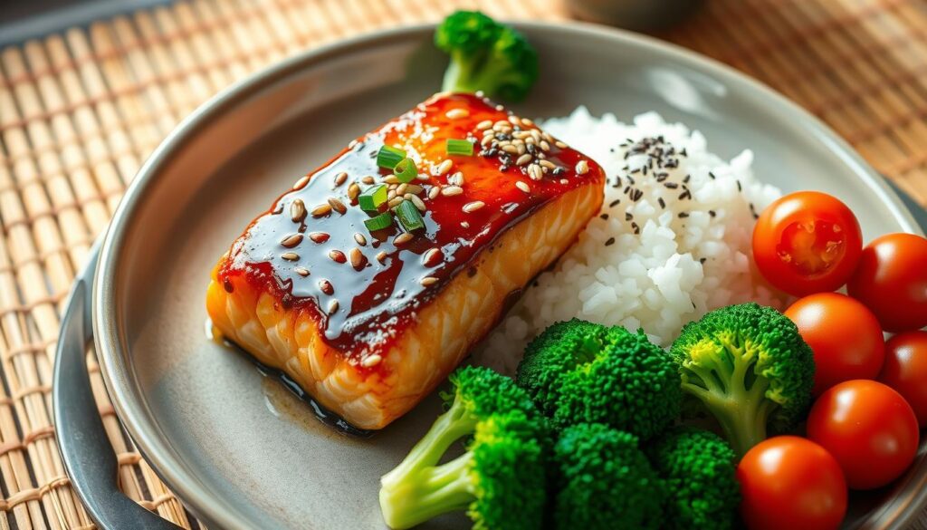 healthy salmon and rice