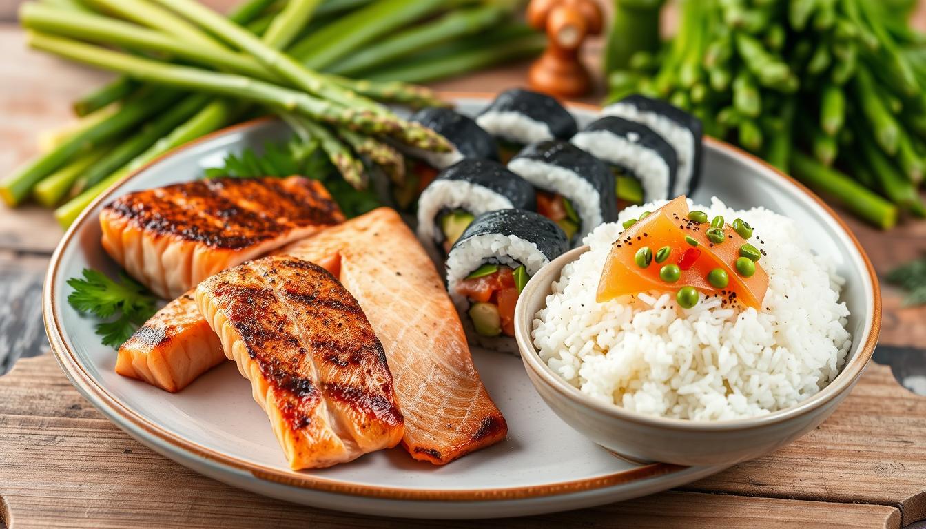 salmon and rice dishes