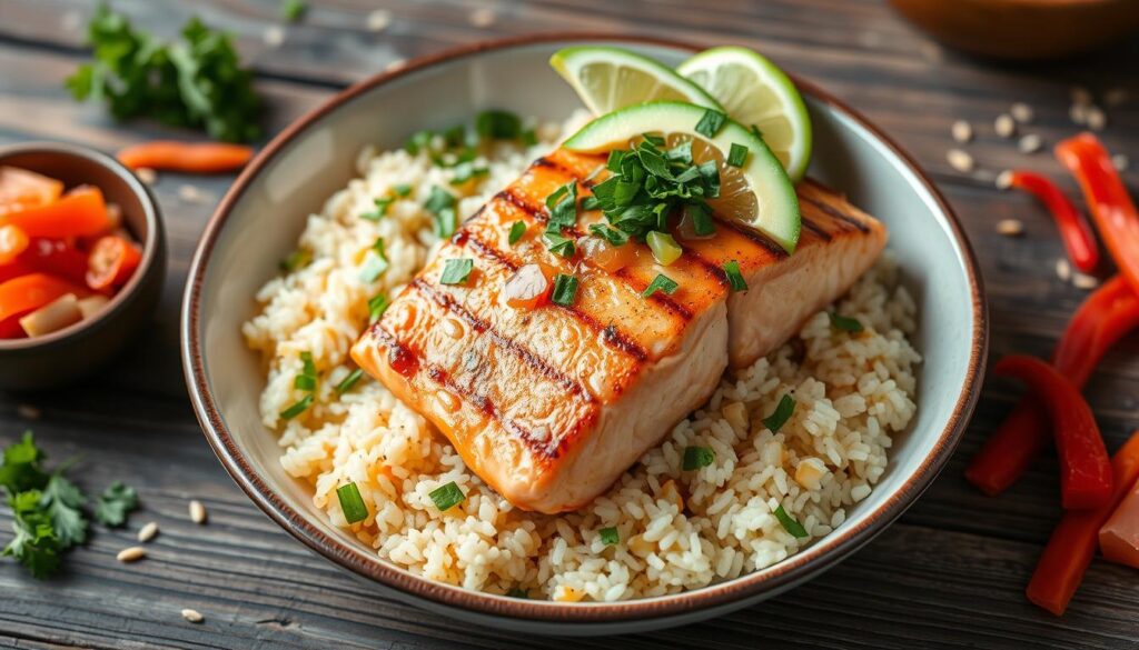 salmon rice dish